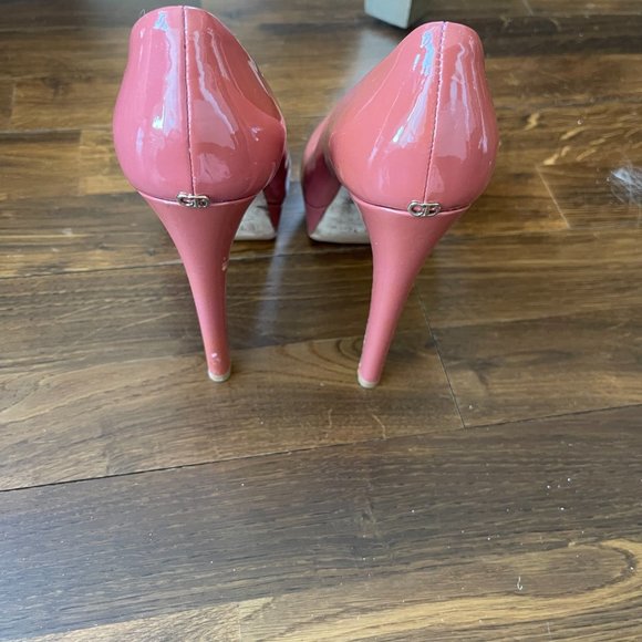 CHRISTIAN DIOR PATENT LEATHER MAUVE PINK PEEP TOE PLATFORM - Picture 3 of 4